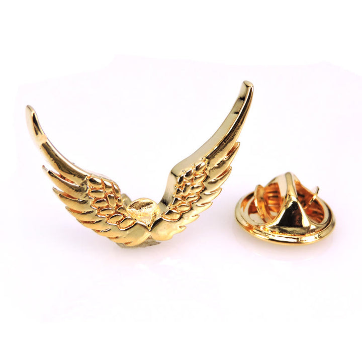 Broche de alas retro, accesorios para camisas en oro y plata