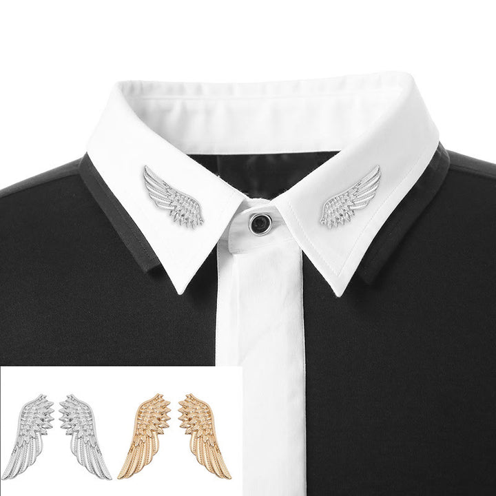 Broche de alas retro, accesorios para camisas en oro y plata