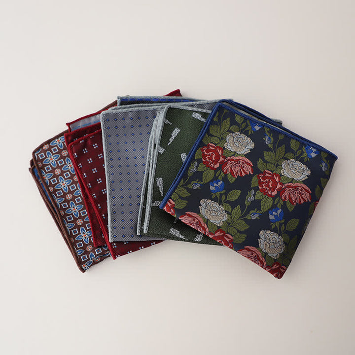 Pañuelo de bolsillo de jacquard con motivos florales de lujo para hombre