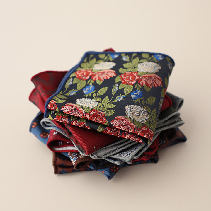 Pañuelo de bolsillo de jacquard con motivos florales de lujo para hombre