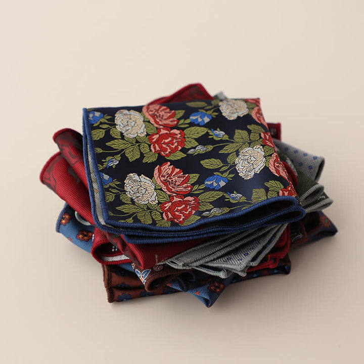 Pañuelo de bolsillo de jacquard con motivos florales de lujo para hombre