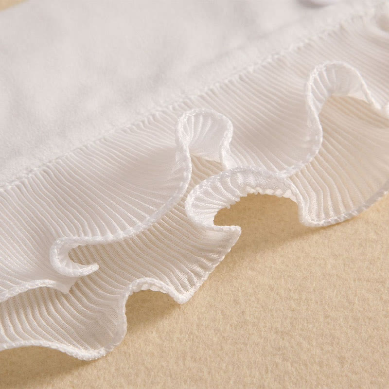 Camisa con solapa desmontable, cuello alto falso con volantes y mangas