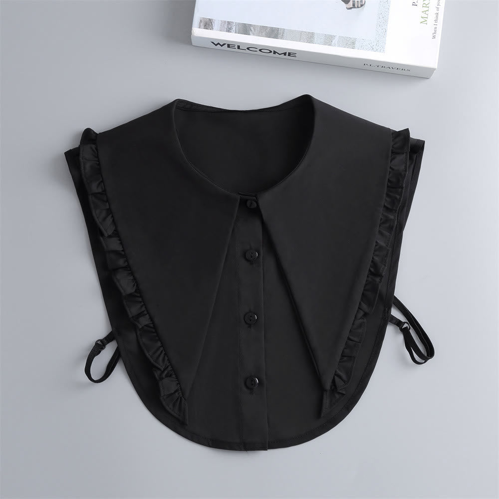 Blusa camisera desmontable con solapa grande y cuello falso