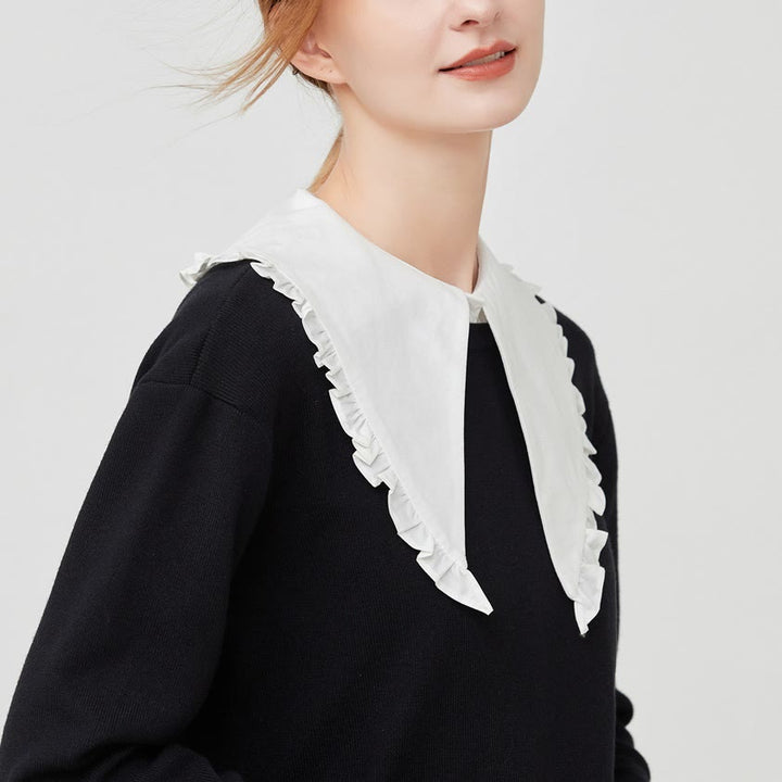 Blusa camisera desmontable con solapa grande y cuello falso