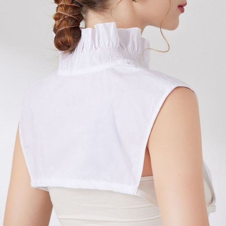 Camisa con cuello en V y cuello falso desmontable para mujer