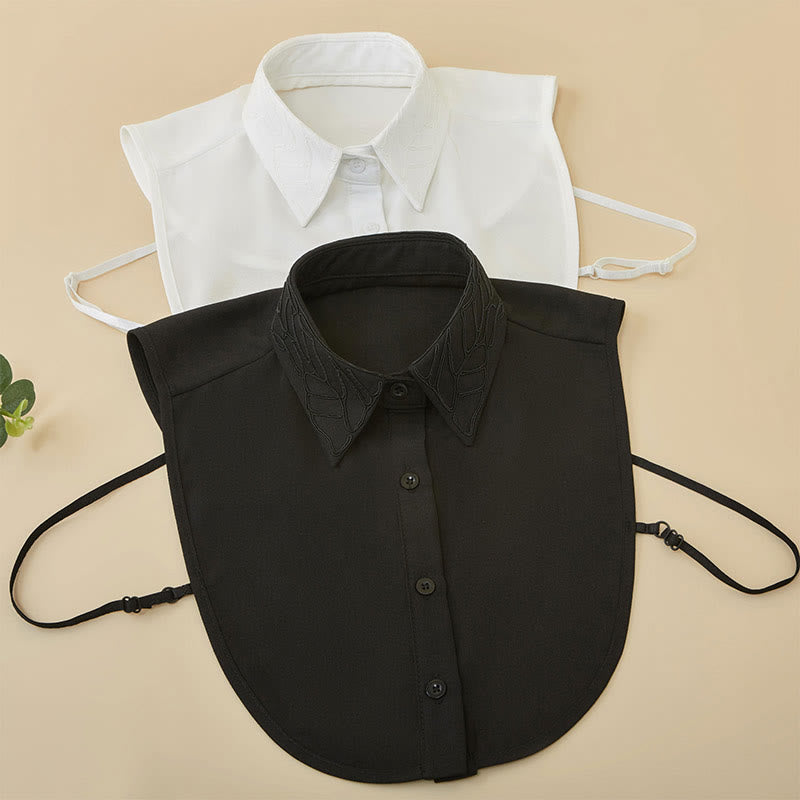 Blusa camisera desmontable con cuello falso y flores bordadas