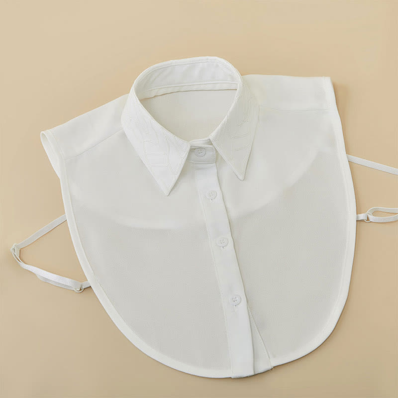 Blusa camisera desmontable con cuello falso y flores bordadas
