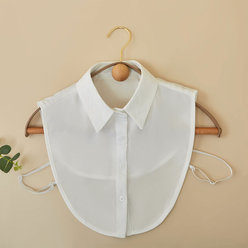 Blusa camisera desmontable con cuello falso y flores bordadas