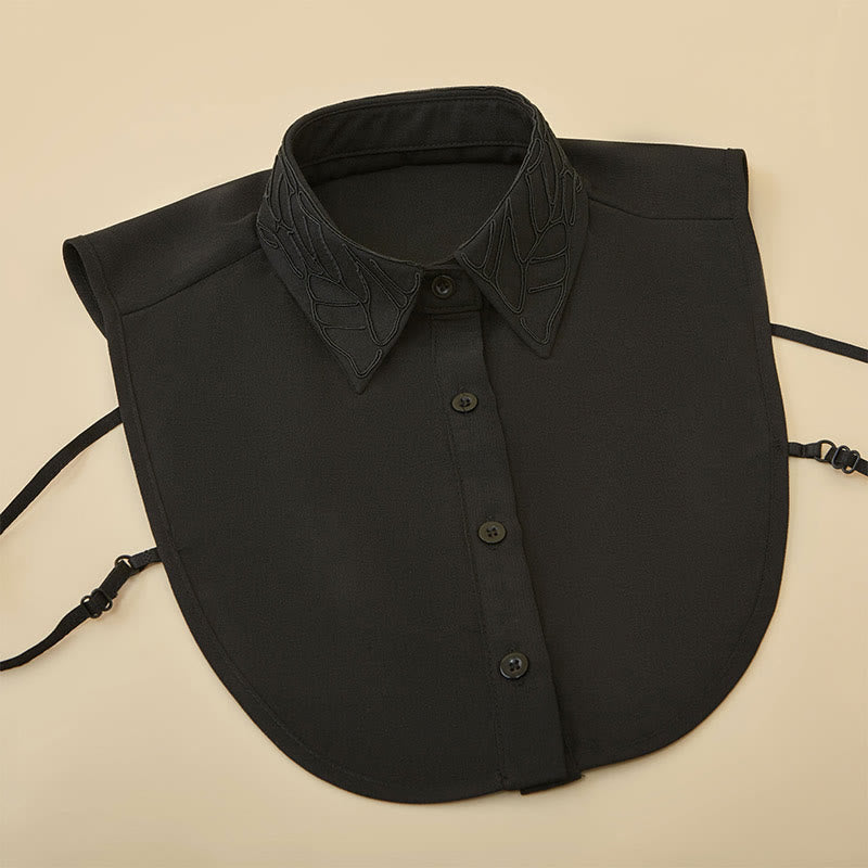 Blusa camisera desmontable con cuello falso y flores bordadas