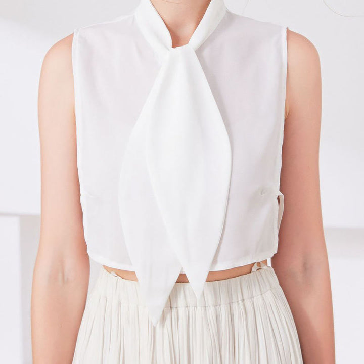 Blusa de media camisa desmontable con cuello falso de conejo grande