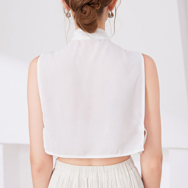 Blusa de media camisa desmontable con cuello falso de conejo grande