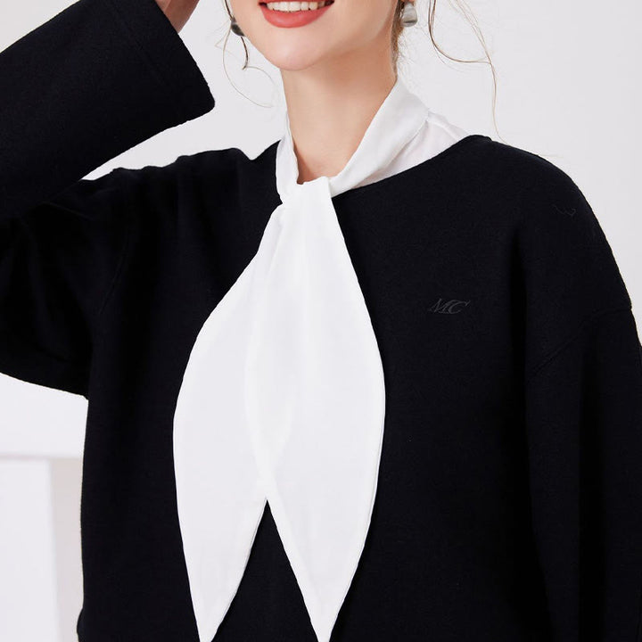 Blusa de media camisa desmontable con cuello falso de conejo grande