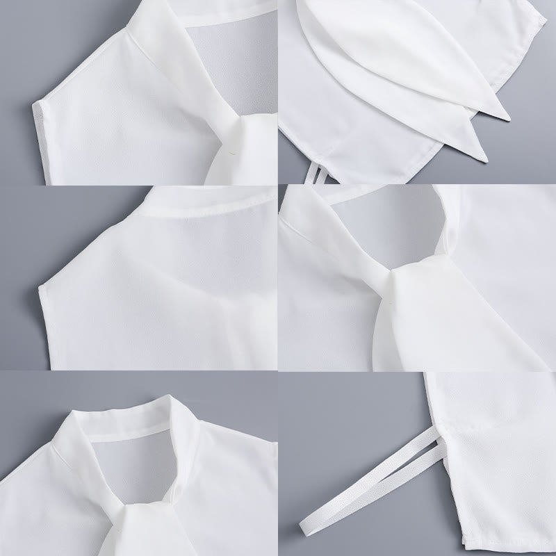 Blusa de media camisa desmontable con cuello falso de conejo grande