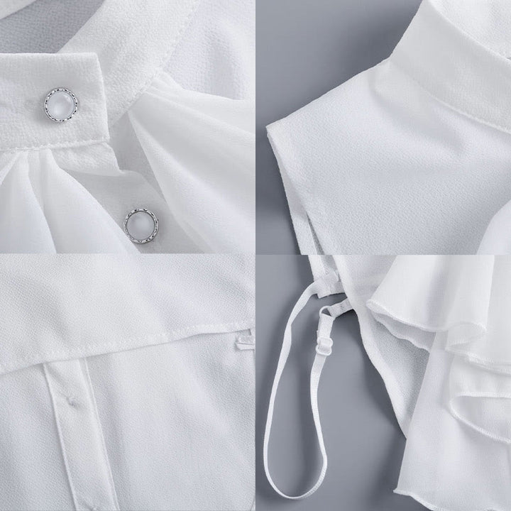 Accesorio de media camisa desmontable con cuello falso y lazo con volantes