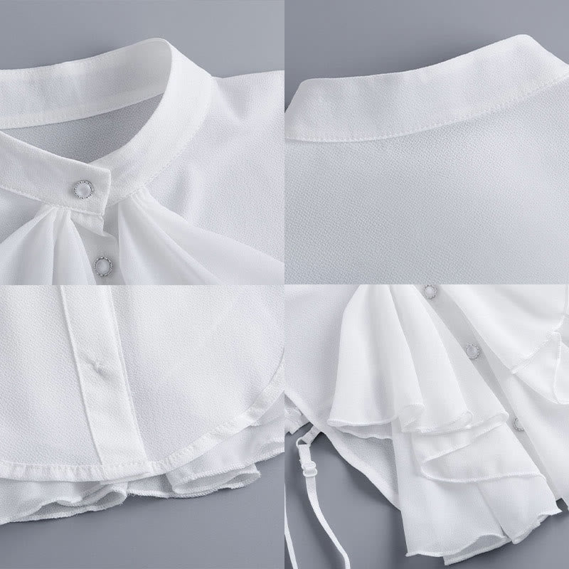 Accesorio de media camisa desmontable con cuello falso y lazo con volantes