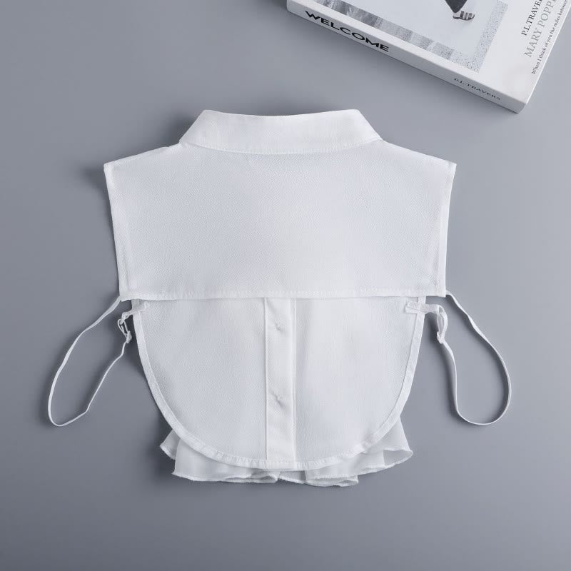 Accesorio de media camisa desmontable con cuello falso y lazo con volantes