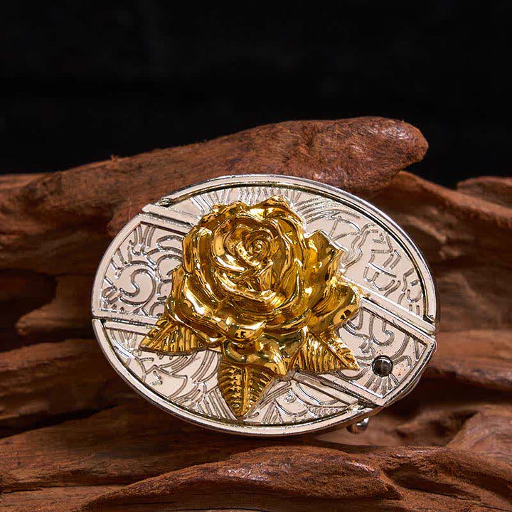 Cinturón de cuero con navaja plegable oculta para hombre, hecho a mano, en oro y plata (Preventa)