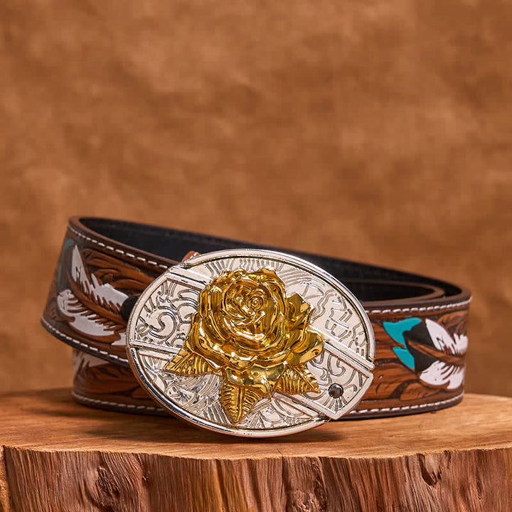 Cinturón de cuero con navaja plegable oculta para hombre, hecho a mano, en oro y plata (Preventa)