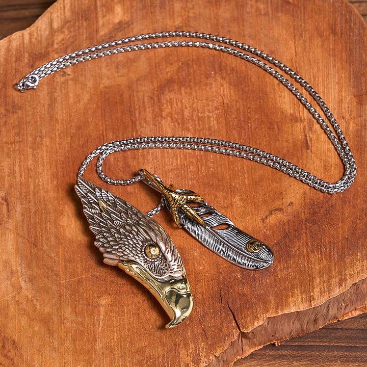 Conjunto de anillo y hebilla de cinturón con cuchillo oculto y colgante de águila calva