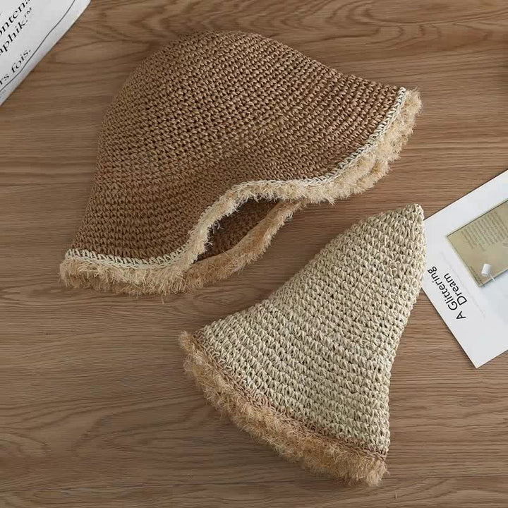 Sombrero de paja plegable y flexible para primavera y verano para mujer