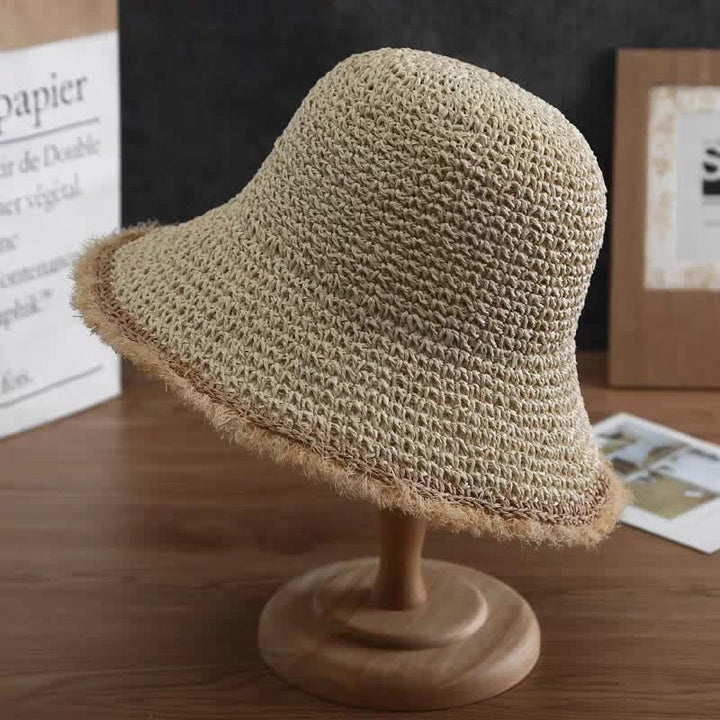 Sombrero de paja plegable y flexible para primavera y verano para mujer
