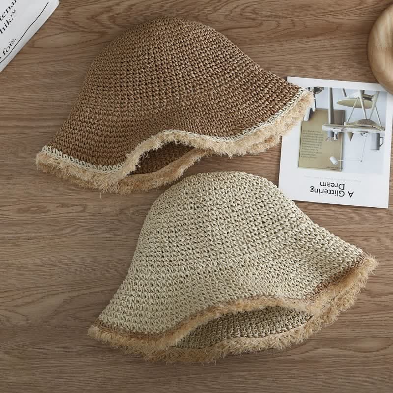 Sombrero de paja plegable y flexible para primavera y verano para mujer