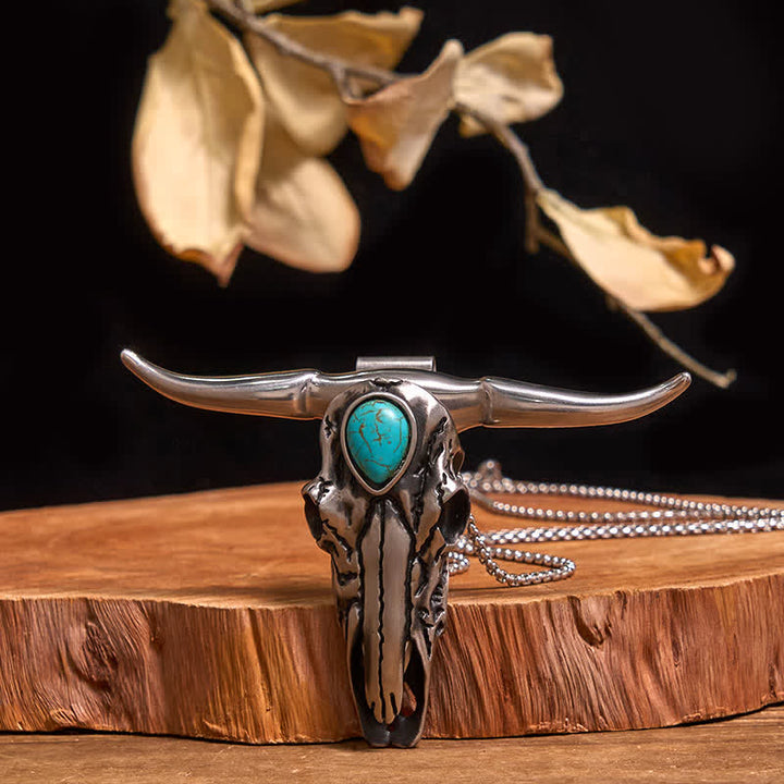 Conjunto de collar con colgante de cruz y cuchillo oculto con hebilla de cinturón y toro turquesa
