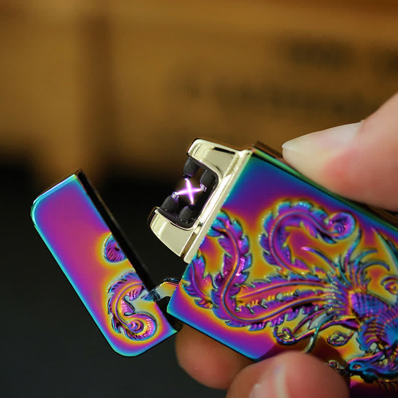 Encendedor electrónico recargable por USB sin llama de doble arco Dragon