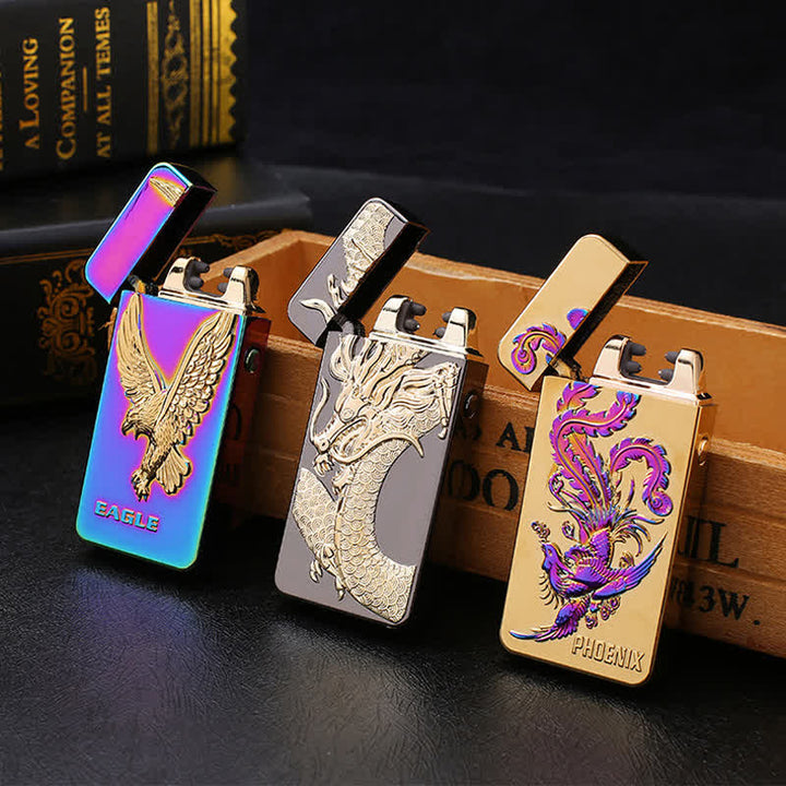Encendedor electrónico recargable por USB sin llama de doble arco Dragon