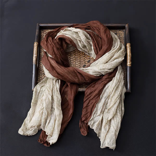 Bufanda fina de algodón y lino con contraste de colores florales de primavera - image 4