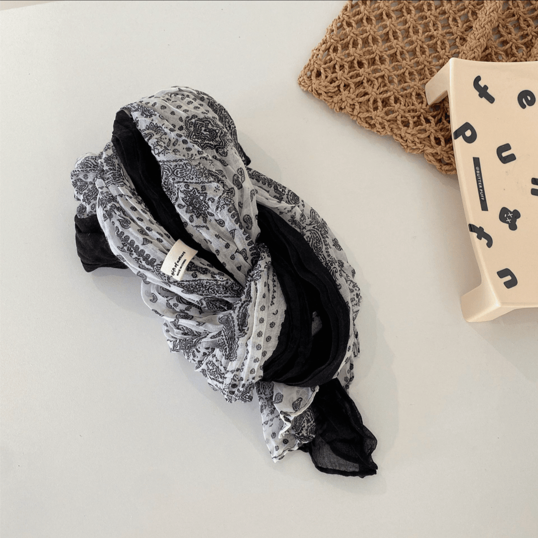 Bufanda fina de algodón y lino con contraste de colores florales de primavera - image 12