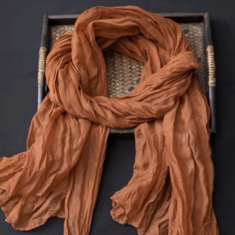 Bufanda fina de algodón y lino con contraste de colores florales de primavera - image 17