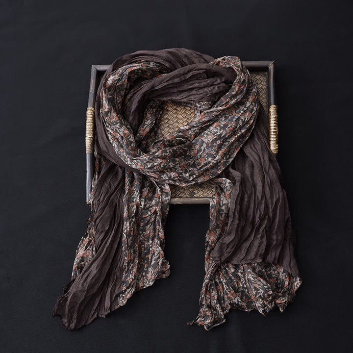 Bufanda fina de algodón y lino con contraste de colores florales de primavera - image 13