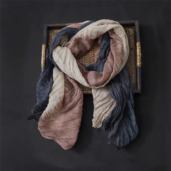 Bufanda fina de algodón y lino con contraste de colores florales de primavera - image 3