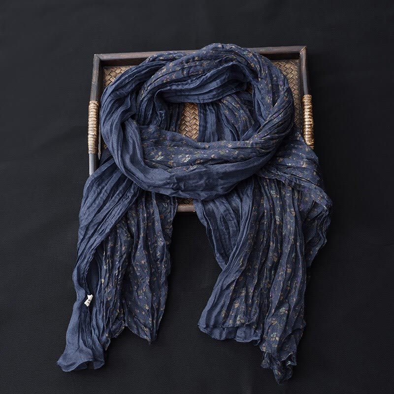 Bufanda fina de algodón y lino con contraste de colores florales de primavera - image 14