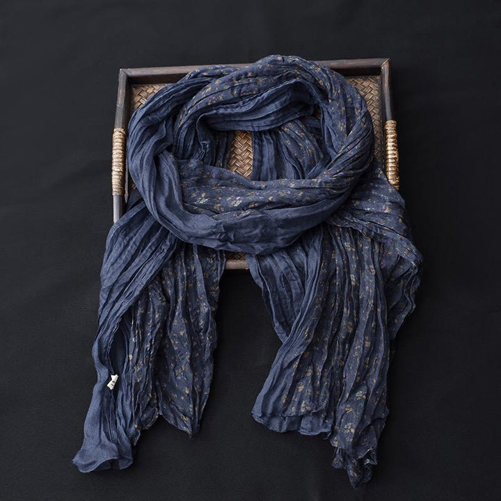 Bufanda fina de algodón y lino con contraste de colores florales de primavera - image 14