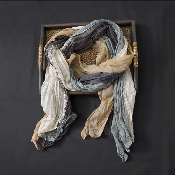 Bufanda fina de algodón y lino con contraste de colores florales de primavera - image 5