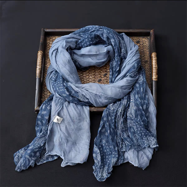 Bufanda fina de algodón y lino con contraste de colores florales de primavera - image 0