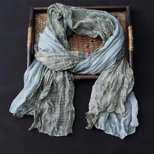 Bufanda fina de algodón y lino con contraste de colores florales de primavera - image 7