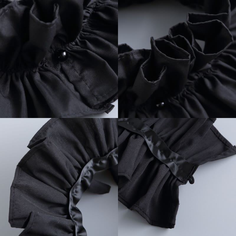 Camisa con cuello alto, fruncido y pliegues y cuello falso desmontable