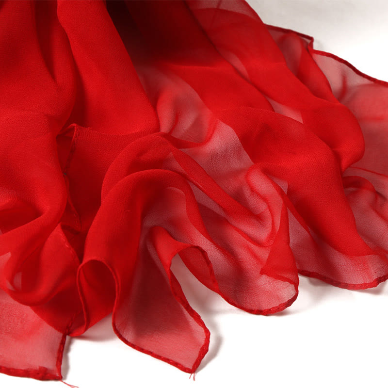 Bufanda fina de gasa con protección solar de color liso para verano