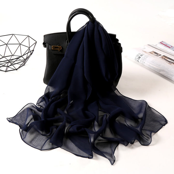 Bufanda fina de gasa con protección solar de color liso para verano