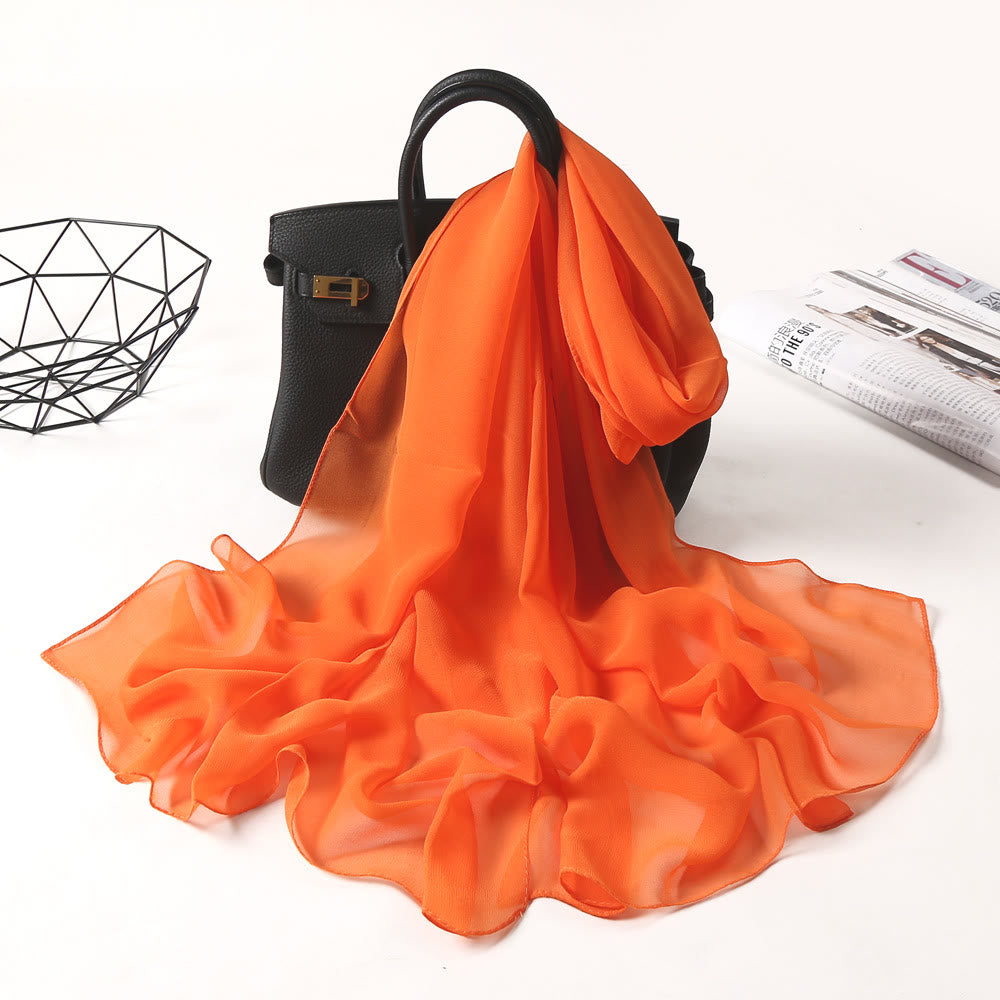 Bufanda fina de gasa con protección solar de color liso para verano