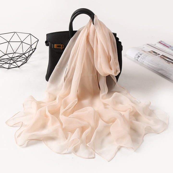 Bufanda fina de gasa con protección solar de color liso para verano