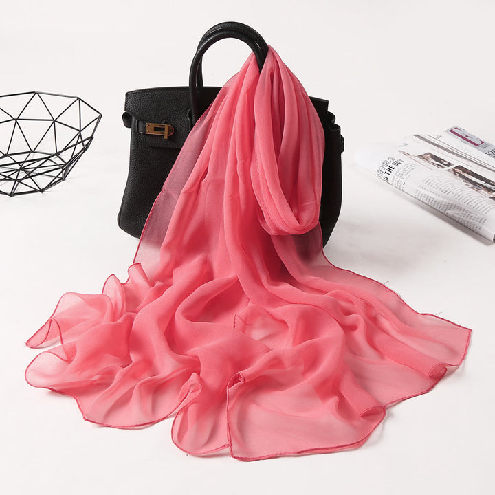 Bufanda fina de gasa con protección solar de color liso para verano