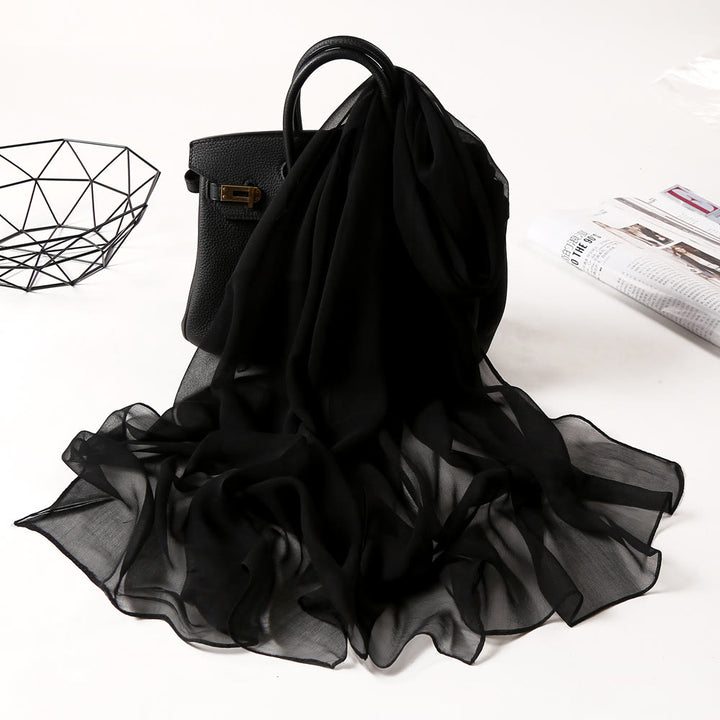 Bufanda fina de gasa con protección solar de color liso para verano