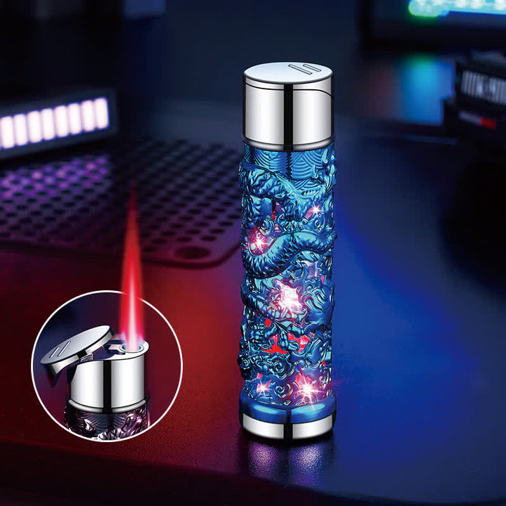 Encendedor de butano recargable cilíndrico con flash LED de Dragon Creative