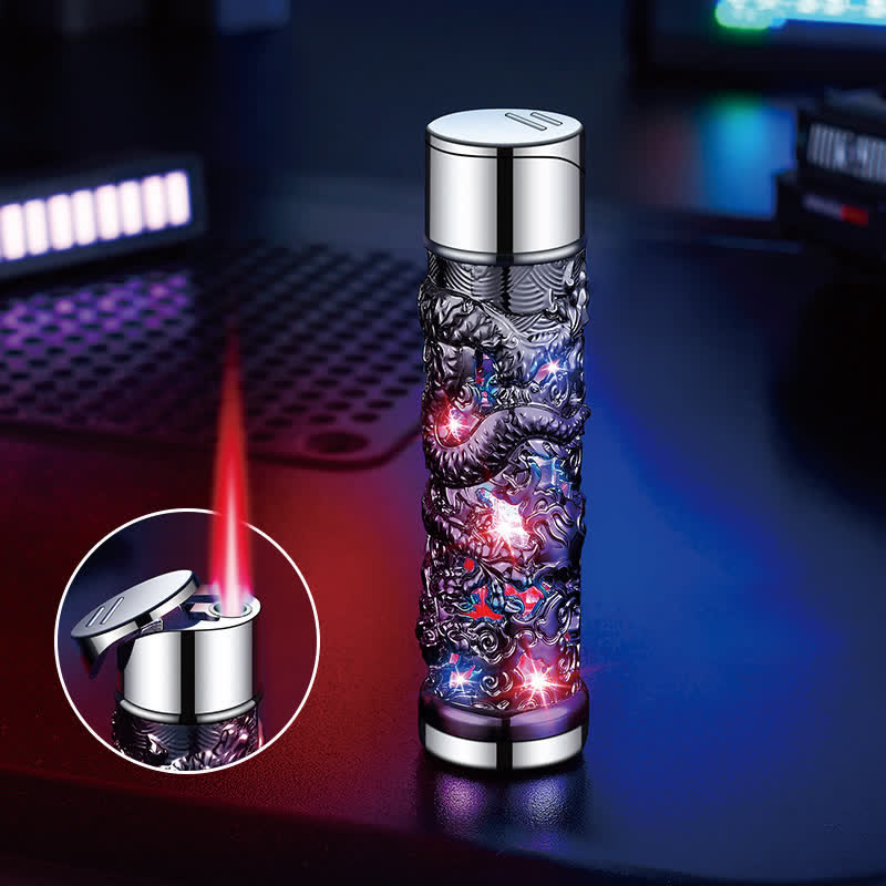 Encendedor de butano recargable cilíndrico con flash LED de Dragon Creative
