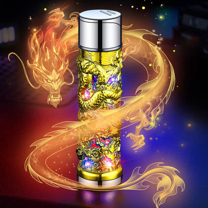 Encendedor de butano recargable cilíndrico con flash LED de Dragon Creative
