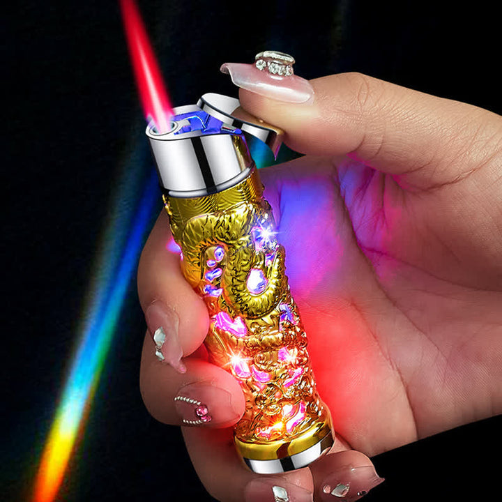 Encendedor de butano recargable cilíndrico con flash LED de Dragon Creative